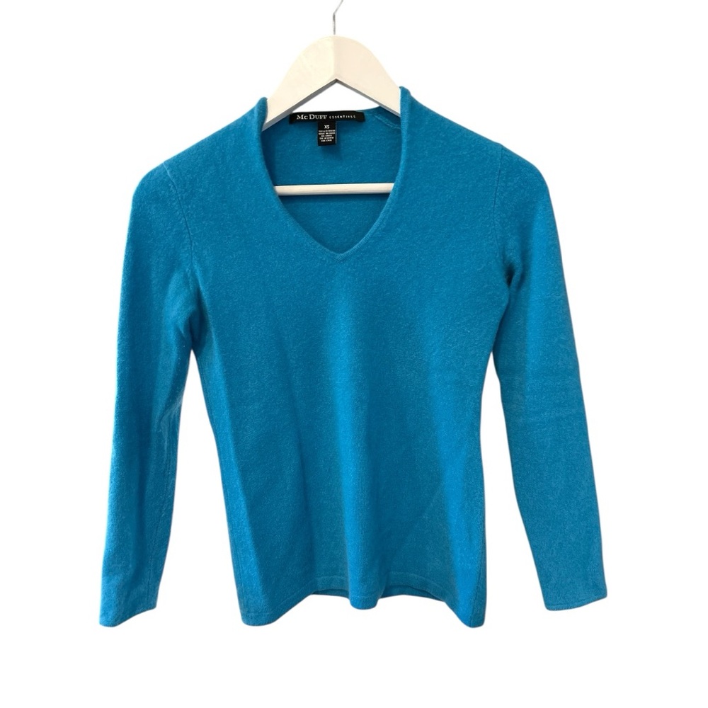 100% Cashmere V-Neck Sweater XS Vibrant Blue